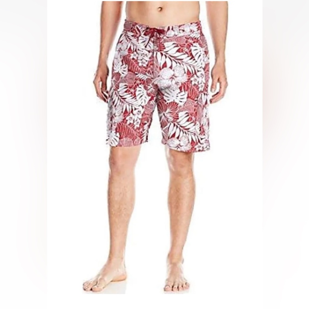 Hawke Co Swim Trunks XXL Red Hawaiian Print Polyester 10652 MSRP $40.00 NWT
